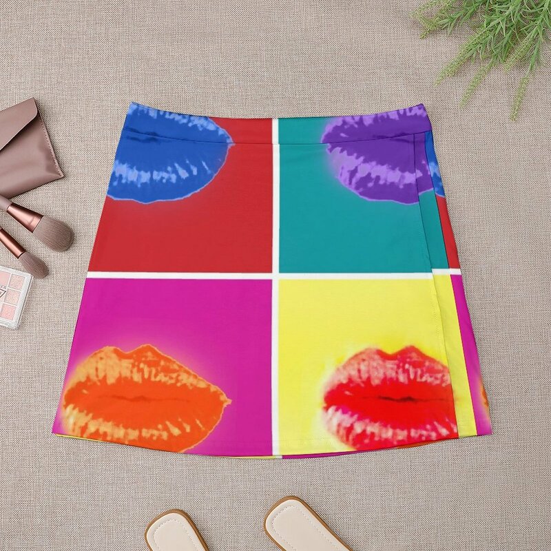 Kissing Warhol minifalda sexy para mujer, Falda corta