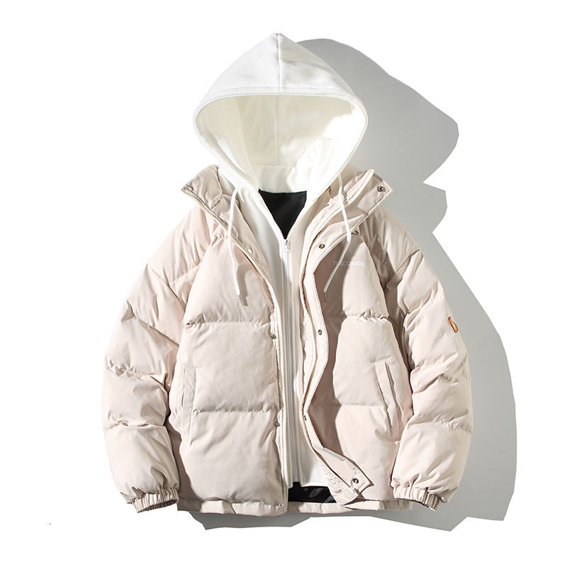 Winter Thick Cotton Clothing Couple Style Korean Loose Fashion Fake Two-piece Splicing Hooded Top Men's Women's Spring Jacket