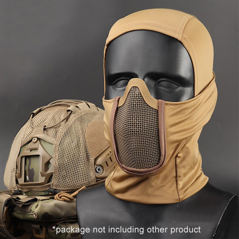 Tactical Headgear Mask Military Airsoft Paintball CS Steel Mesh Full Face Balaclava Masks Wargame Army Cycling Soft Face Shield