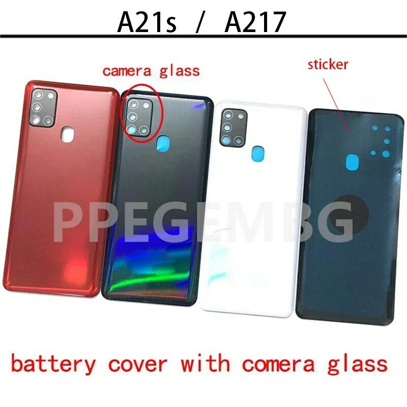 For Samsung Galaxy A21s A217 Housing Middle Frame Chassis battery cover shell Lid Case Rear Back Panel camera Glass Sim slot