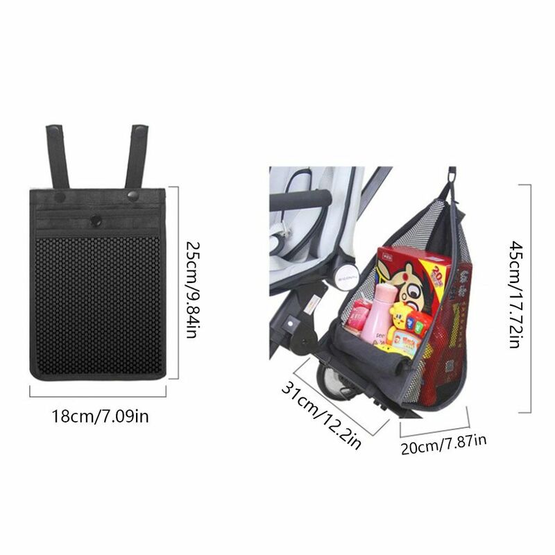 Mesh Baby Stroller Net Pocket Large Capacity Solid Color Hanging Carriage Bag Pram Buggy Stroller Accessories