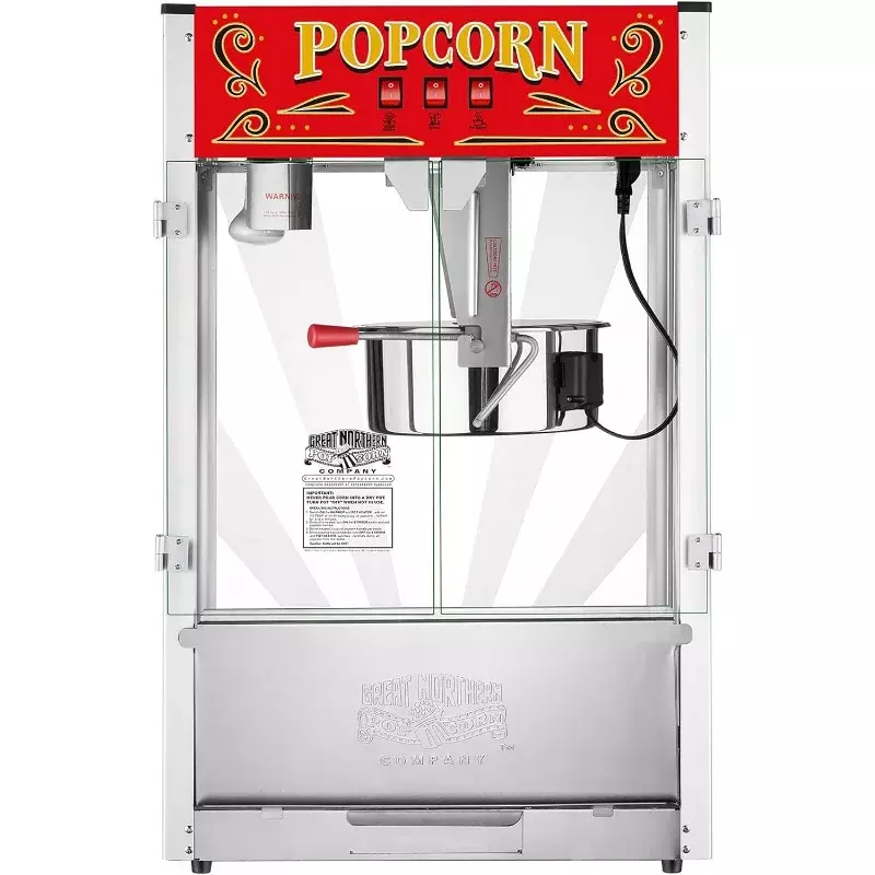 Midway Marvel Countertop Popcorn Machine - 7 Gallon Popper - 16oz Kettle, Old Maids Drawer, Warming Tray,  (Red)