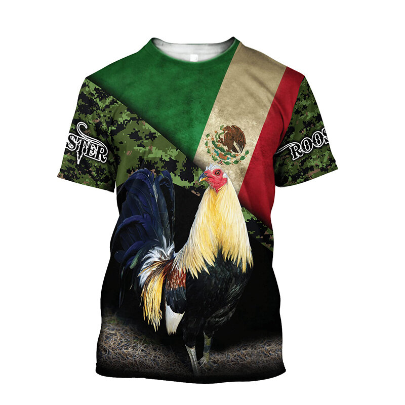 Rooster Fight T Shirt for Men Top Tee Shirts Harajuku Fashion 3D Funny Farm Rooster Printed T-shirt Womens Clothing Short Sleeve