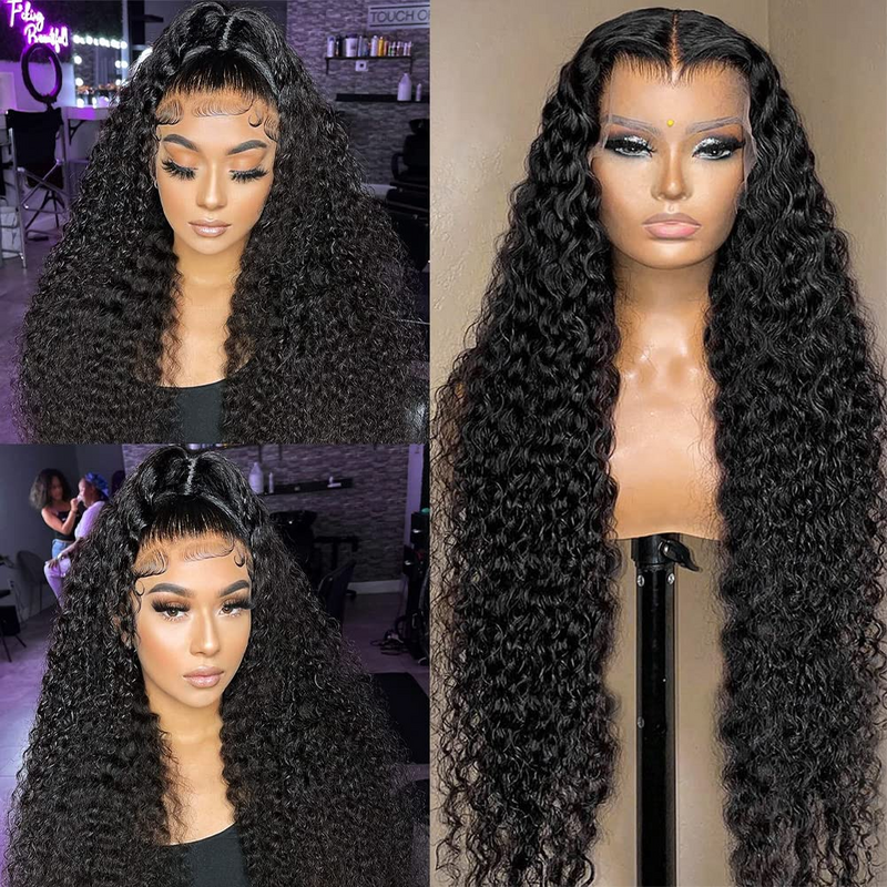 13x6 Curly Lace Front Human Hair Wigs For Women Transparent Curly Wave 30 32Inch HD Lace Frontal Human Hair Wig 180 Density