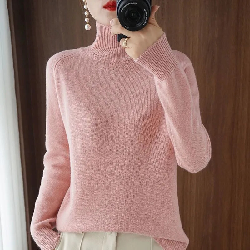 2023 nuova primavera autunno maglione da donna dolcevita Pullover Slim Solid calore di alta qualità Comfort maglione lavorato a maglia al tatto
