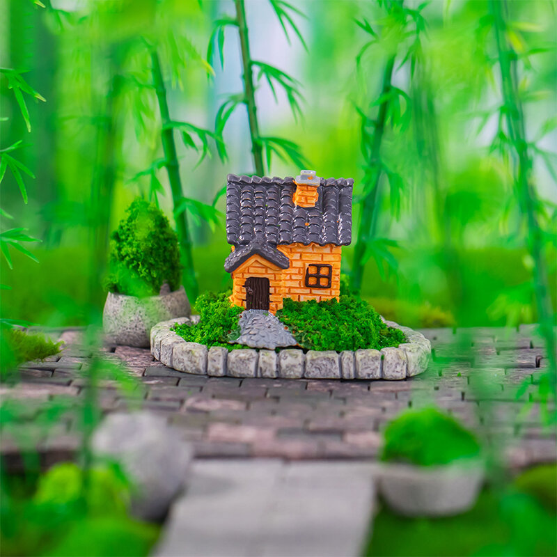 Miniestatua pequeña de musgo de resina para casa de paisajismo, estatuilla artesanal, adorno de figura, miniaturas, decoración del hogar, casa de muñecas, jardín, 1 unidad