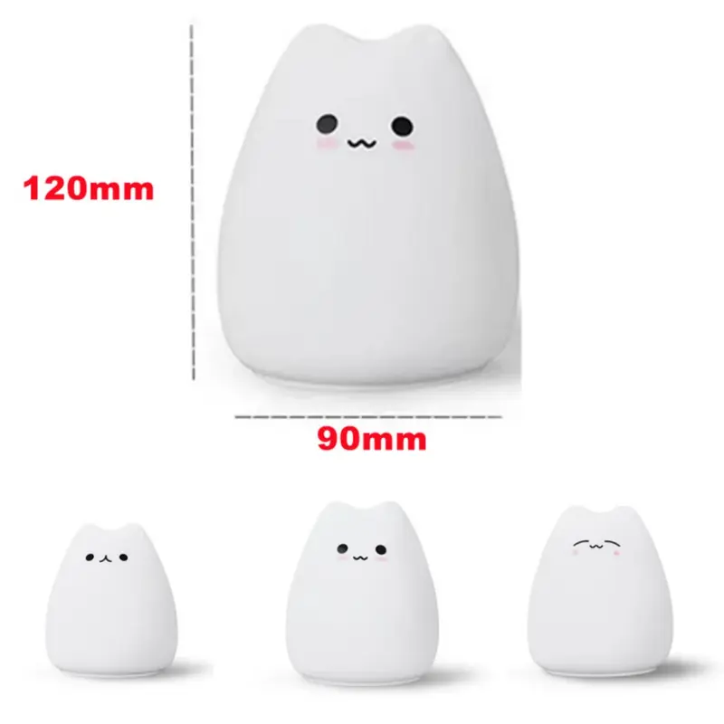 Cute Night light Cat Silicone Animal Light Touch Sensor Colorful Child Holiday Gift Sleepping Creative Bedroom Home lights
