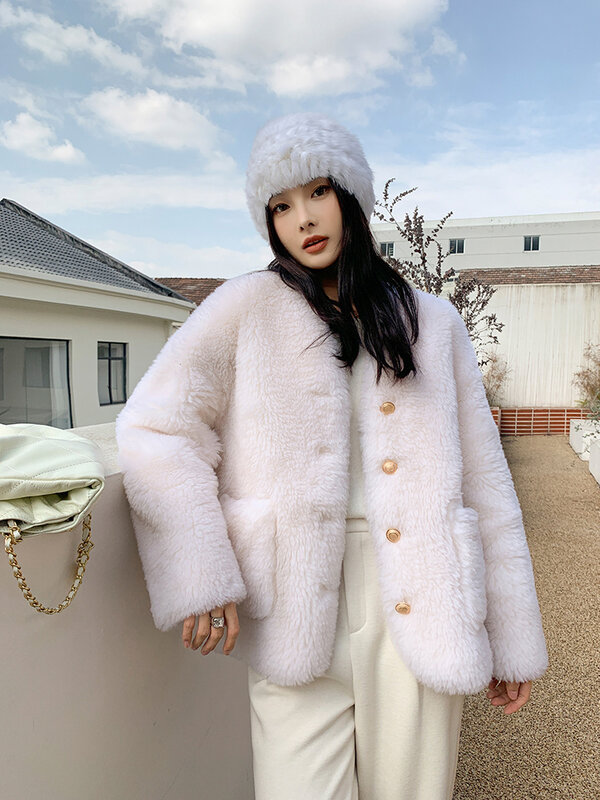 Jaket mantel bulu asli gaya baru 2024 kulit hangat musim dingin wanita pakaian luar wanita ukuran besar kualitas tinggi