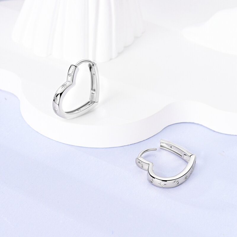 Женские серьги-кольца из серебра 100% пробы, с фианитами