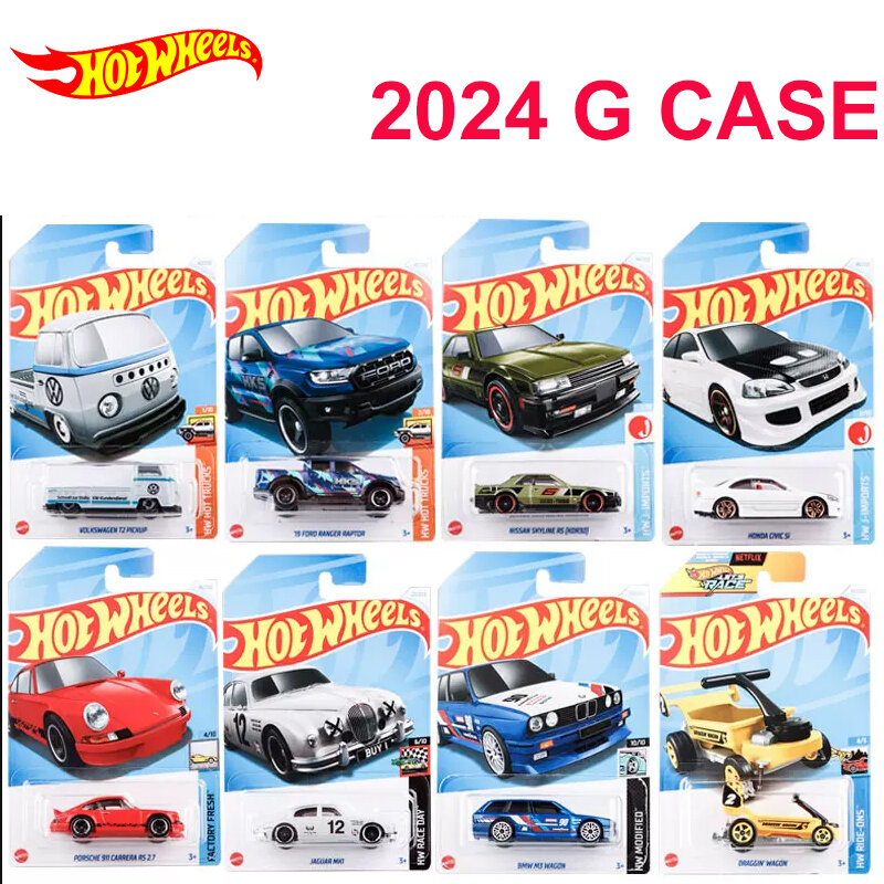 Hot Wheels-Diecast Car Brinquedos para Meninos, 1:64, Volkswagen T2 Pickup, Honda Civic, Vamos Corrida, Dragon Blaster, Fiat, Presente de Aniversário, 2024, G Case