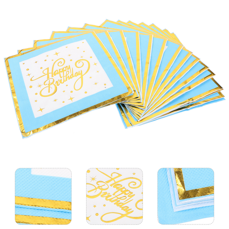 NUOBESTY-servilletas de papel de 16 piezas, suministros para fiestas de cumpleaños, decoración de favores, color blanco