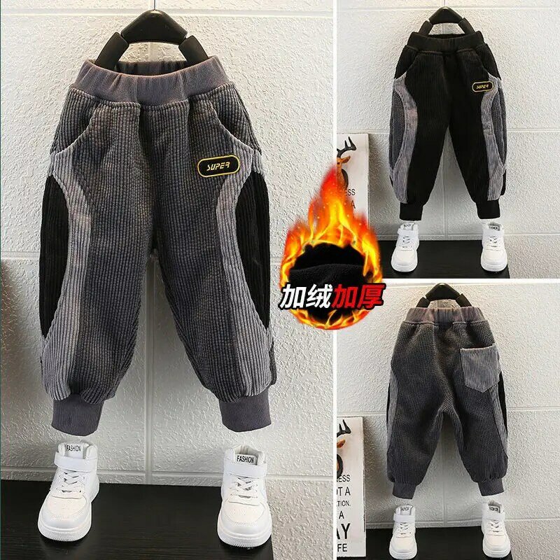 Boys' Pants Autumn and Winter Clothing 2022 New Children's Sport Pants Casual Pants Baby Winter Fleece Corduroy Trousers