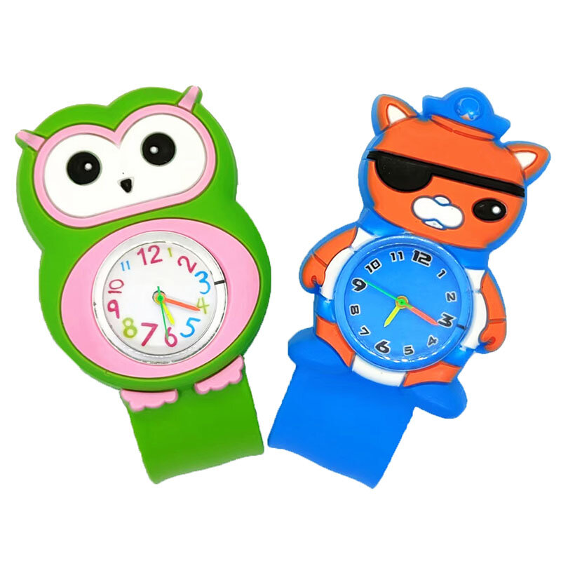 Crianças dos desenhos animados meninos meninas relógio de pulso bate círculo relógio adequado para 1-16 anos de idade brinquedos de aprendizagem presente de natal dando baterias