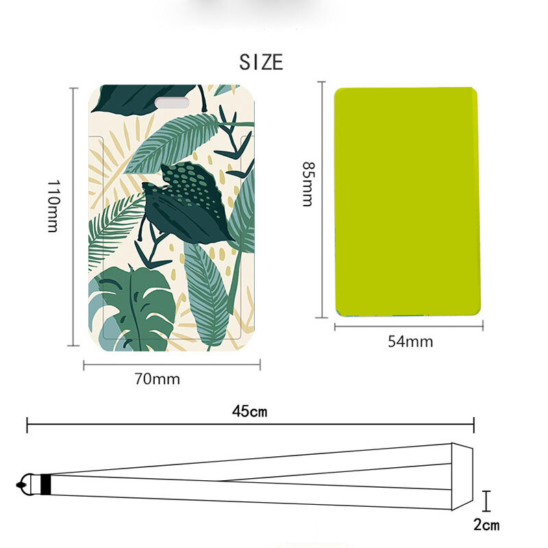 2023 녹색 식물 끈 신용 카드 커버 플라스틱 학생 보호 비즈니스 ID 이름 배지 카드 홀더 케이스 가방