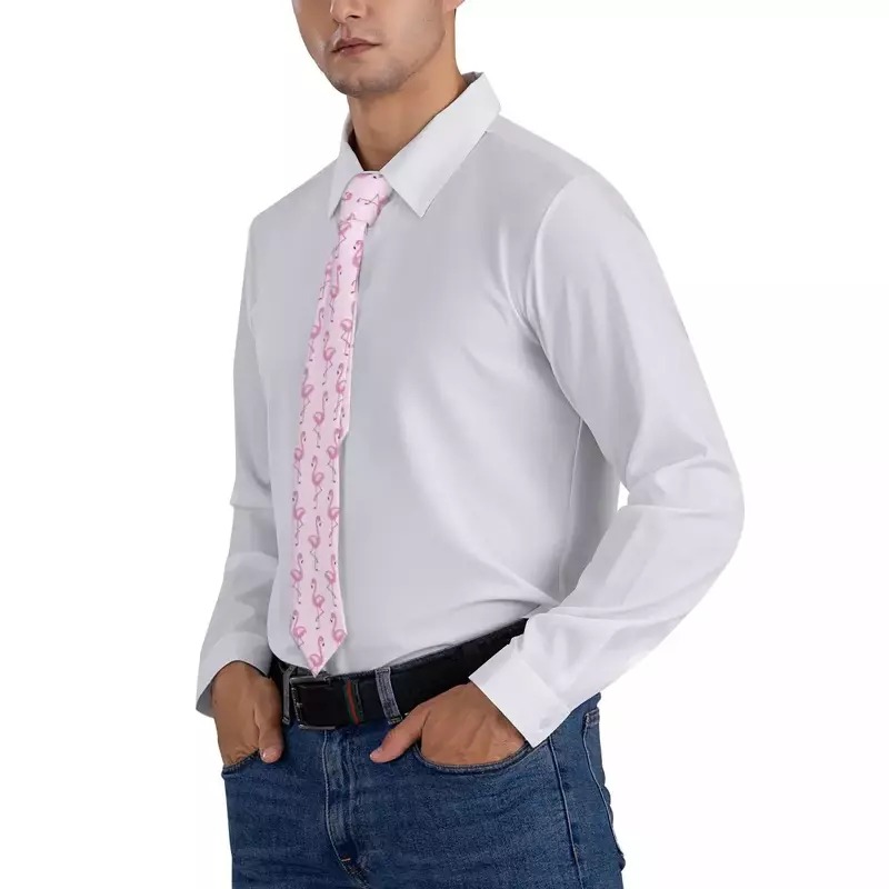 Cute Flamingo Tie Polka Dots Doodle Custom DIY Neck Ties Retro Casual Collar Tie Male Daily Wear Necktie Accessories