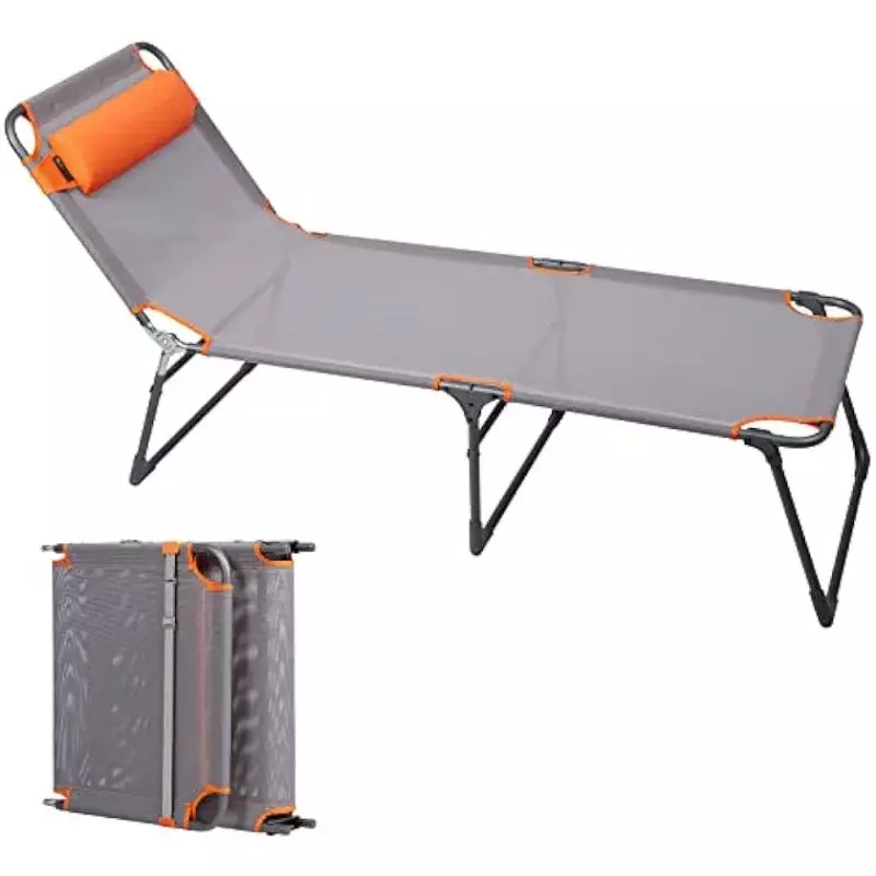PORTAL 성인용 조정 가능한 휴대용 간이 침대, 접이식 의자, 250lbs 무게추 용량 안락 의자, 여행용 4 위치 안락 의자