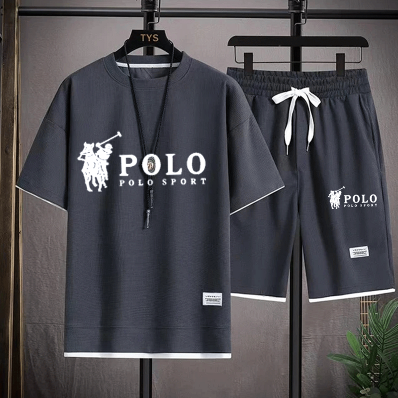 Freizeit sport Herren Set digital bedruckte Waben bedruckte T-Shirt Hosen Set