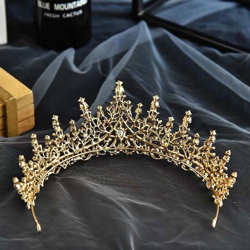 Corona de diamantes de imitación de aleación exquisita, diadema para niña y mujer, Tiara, joyería de boda, corona nupcial, tocado nupcial de estilo coreano