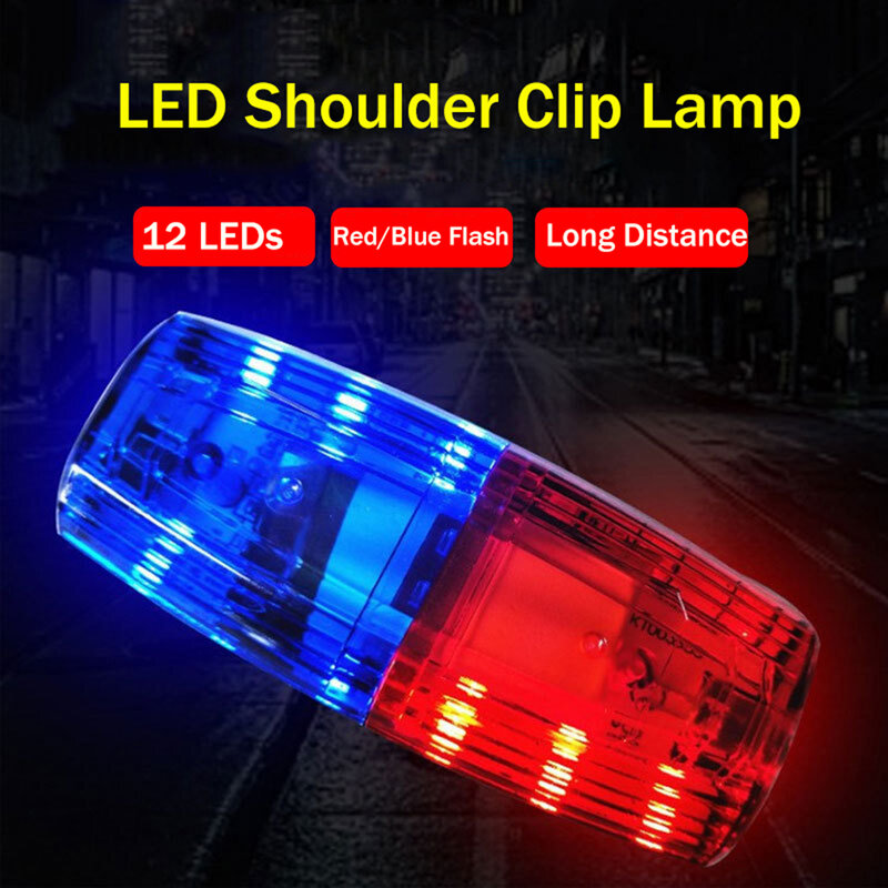Portable USB LED Red Blue Flashing Shoulder Clip Lamp Emergency Safety Warning Signal Police Light