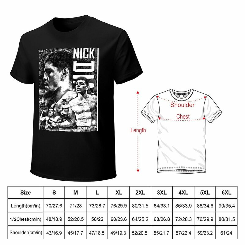 Nick Diaz 흑백 드로잉 티셔츠, 헤비웨이트 티셔츠, 재미있는 티셔츠, 크고 키가 큰 남성 블라우스