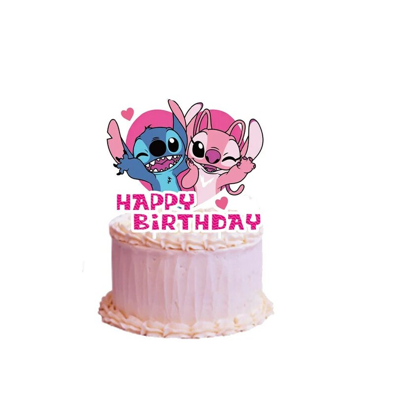 Décoration de gâteau à thème Stitch pour enfants, décoration de carte de gâteau, fournitures de fête d'anniversaire pour garçons, pics à gâteau Chi, baby shower, lot de 1 pièce