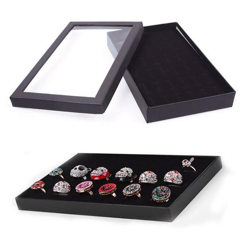 Organizzatore scatola di immagazzinaggio trasparente 36 slot anello Display titolare orecchino organizzatore di gioielli