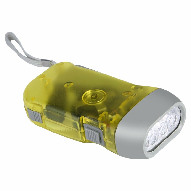 3 LED a pressione manuale dinamo Crank Power Wind Up torcia torcia a mano pressa a manovella lampada da campeggio luce per la casa all'aperto