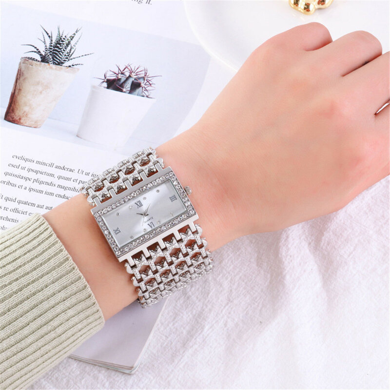 Uthai W29 Nieuw Horloge Voor Vrouwen Mode Licht Luxe Vierkant Diamant Quartz Horloges Klok Dames Goud Roestvrij Staal Armband