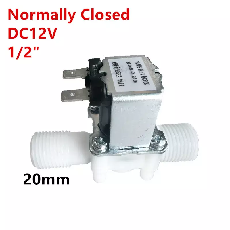 12V 24V 110V 220V normally closed solenoid valve External thread plastic normally open water valve for 0.02-0.8mpa pressure 1/2"