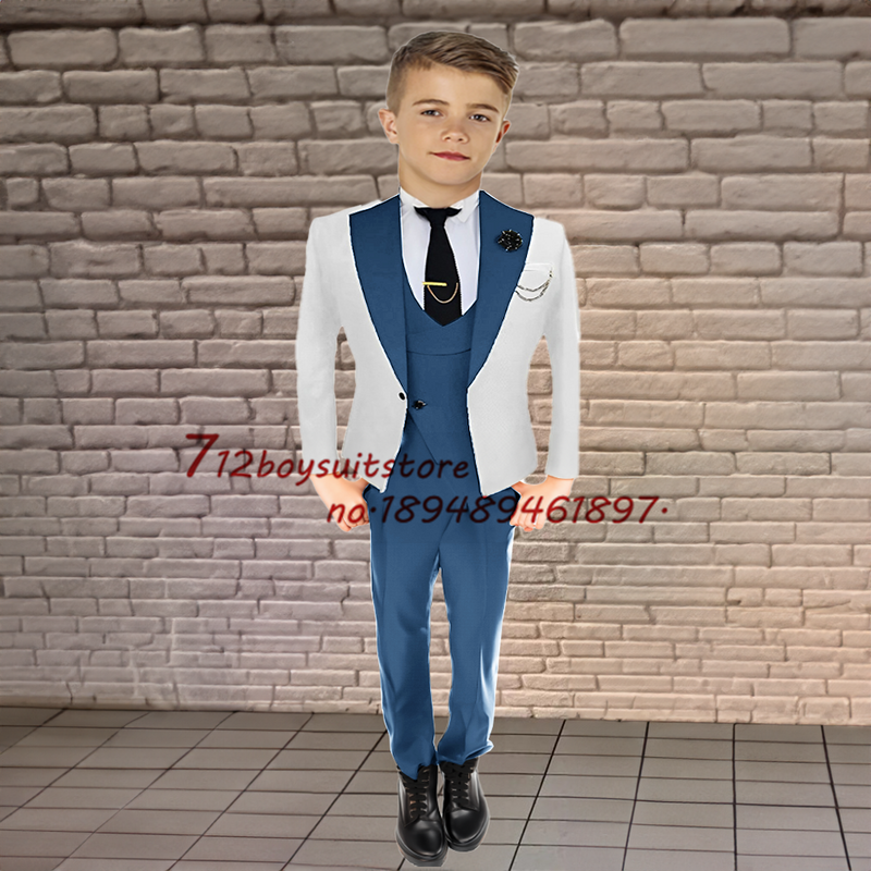2024 New Boys Suit Wedding Tuxedo 3-piece Set Formal Blazer Pants Vest 2-16 Years Old Customized Outfit