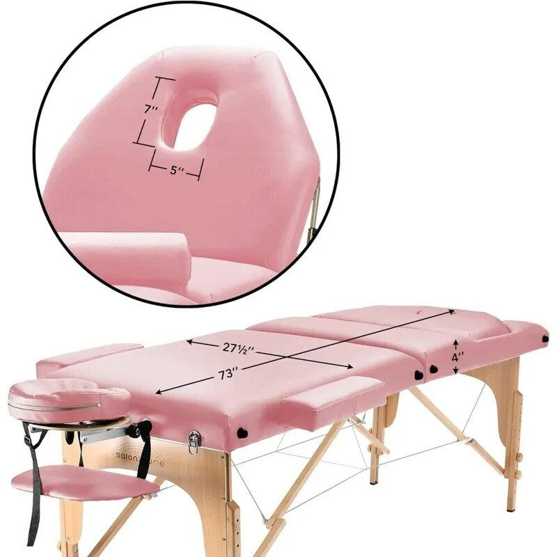 Meja pijat SPA tempat tidur, Meja pijat tinggi dapat disesuaikan meja lebar portabel spons tempat tidur Salon ransel meja Reiki