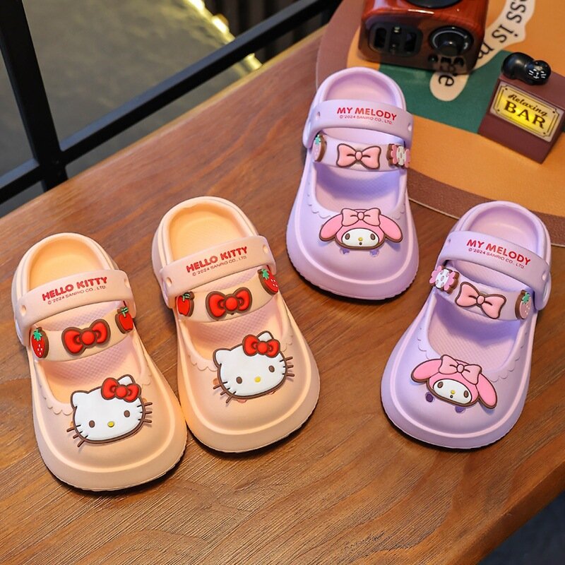 Sanrio Cinnamonll Children Slippers Hellokitty Kuromi Non-slip Home Outdoor Cartoon Kuromi Sandals Shoes Girls Gift Wholesale
