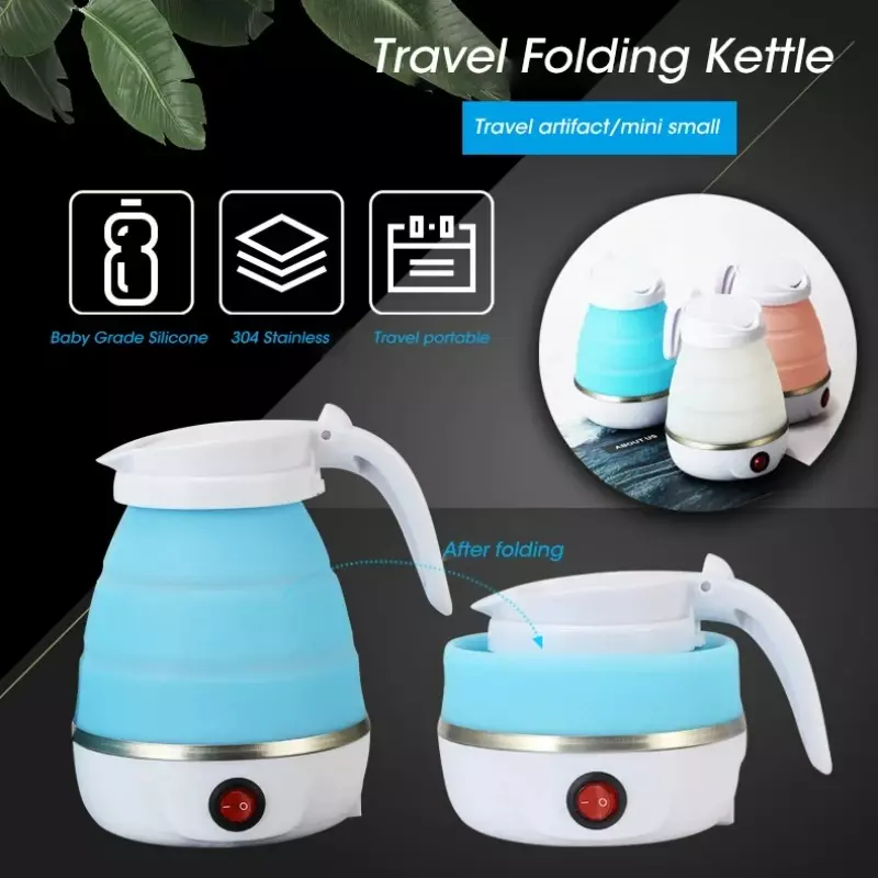 Mini Electric Kettle Foldable Kettle Silicone  Portable Teapot Water Heater Outdoor Travel Home Tea Pot Water Kettle 0.6L 600W