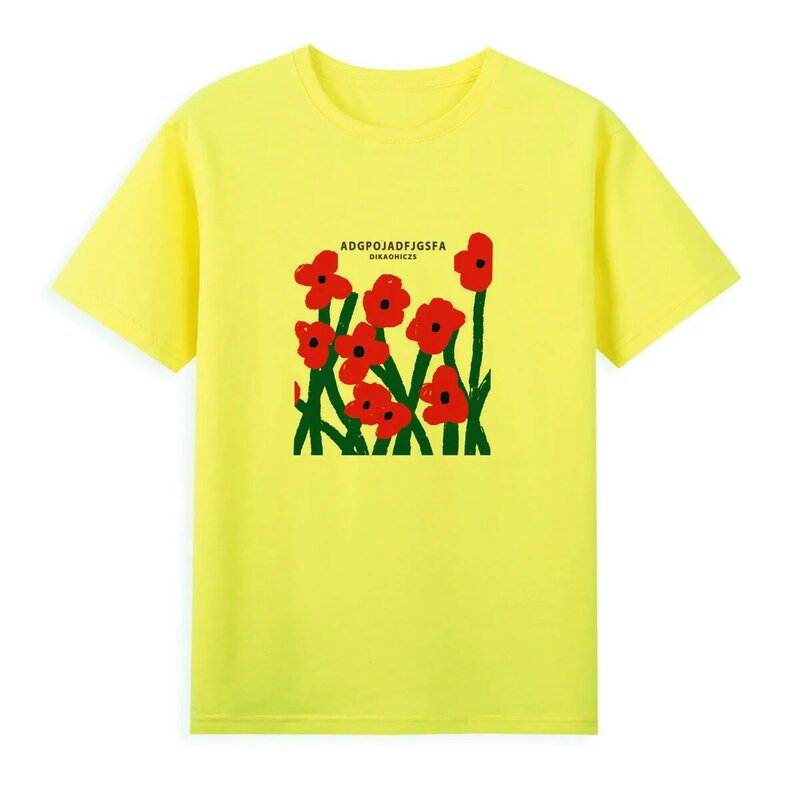Ярко-красная футболка с цветами, высококачественный Повседневный женский топ с цветами, крутая летняя футболка с коротким рукавом A072