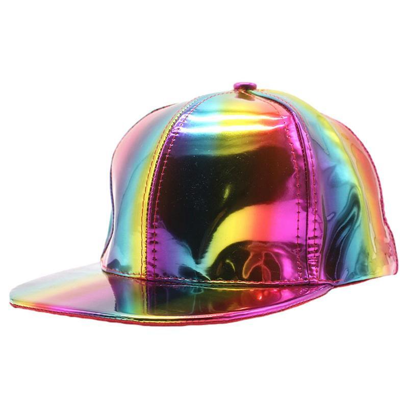 Brilhando holografia Caps para Cosplay, reflexivo Snapback chapéus, brilhante Hip Hop, dança de rua, skate, Rave, réplica
