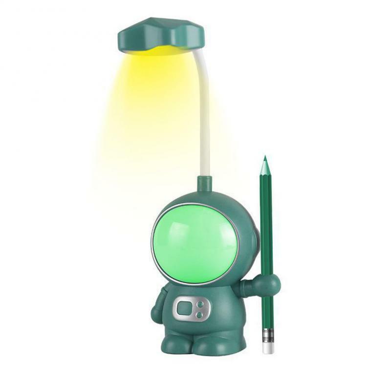Lampu meja LED kartun siput, lampu malam lucu, USB dapat diisi ulang, lampu meja pelindung mata anak, lampu baca dengan pena