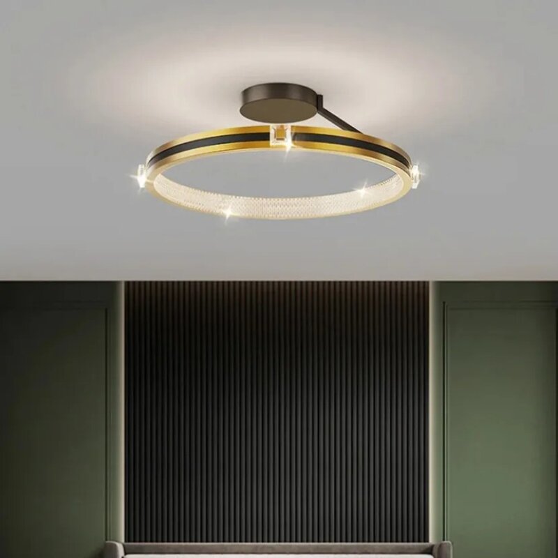 Plafonnier LED circulaire en cristal au design moderne, luminaire décoratif d'intérieur, idéal pour une salle à manger, un salon ou un bureau
