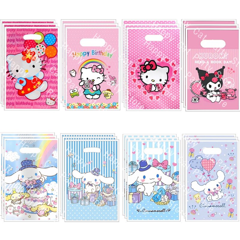 Bolsas de regalo de Hello Kitty para decoración de cumpleaños, bolsa de dulces con asa Kawaii, caja de regalo, bolsa de embalaje, regalos para niñas, suministros de fiesta para Baby Shower
