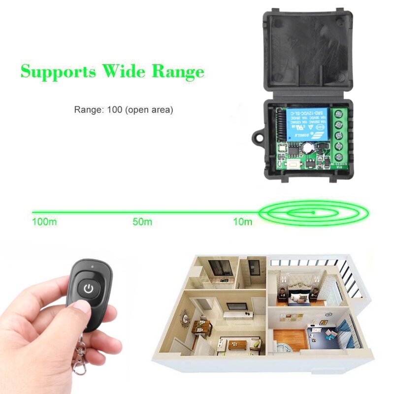 433Mhz Universal Wireless Remote Control Switch DC 12V 1CH Relay Receiver Module RF Transmitter Learning Button Remote Control