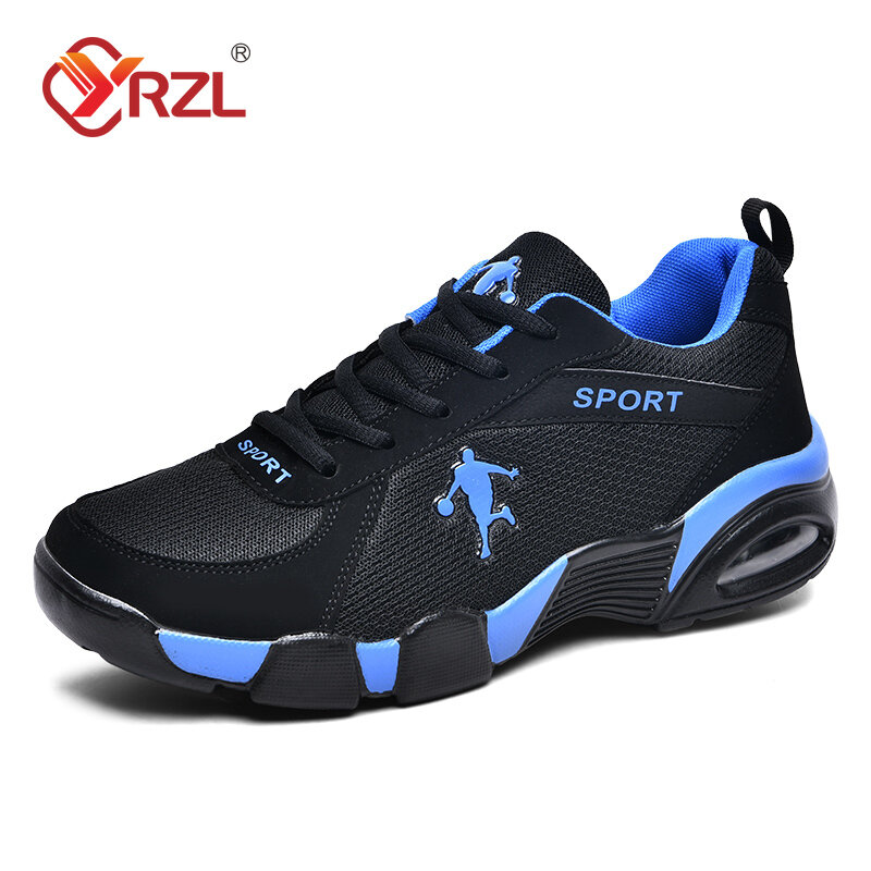 YRZL 남성용 경량 캐주얼 에어 쿠션 운동화, 하이 퀄리티 통기성 메쉬 신발, 레이스업 스포츠 신발, 패션