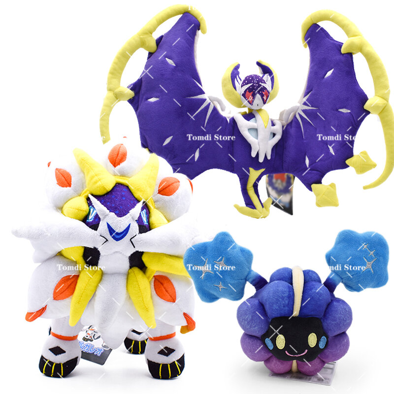 Pokémon Brinquedos de pelúcia recheados Cosmog e Lunala, anime japonês, animal solar e lunar, presente de aniversário