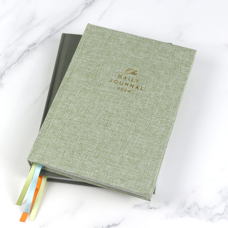 custom.Custom  Fabric daily planner foil stamping logo black fabric notebook
