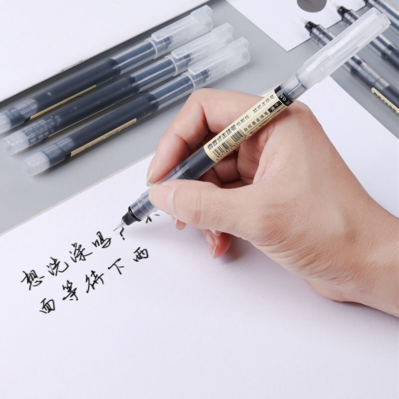 Stylo à bille haute capacité pour signature développe, stylos gel pour l'écriture, fournitures scolaires et de bureau, encre noire et bleue, 5/10mm, 0.5 pièces