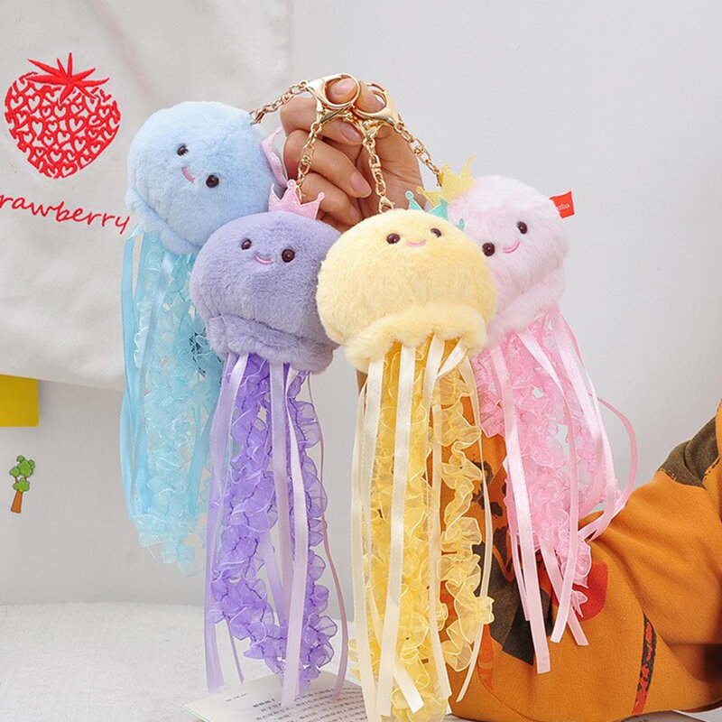 Criativo Cute Ribbon Jellyfish Pingente, Brinquedo De Pelúcia, Boneca, Decoração Do Quarto, Acessórios Para Sacos, Presente De Festa De Aniversário, 18cm