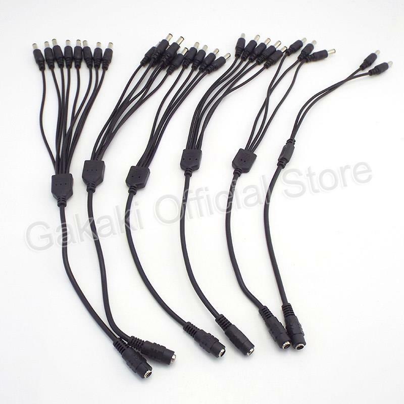 2.1*5.5mm 1 Female to 2 3 4 5 8 Male DC Power Splitter Plug Cable for CCTV Security Camera Accessories Power Supply Adapter 12V