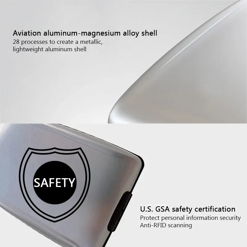 Metal de alumínio anti-scan bloqueio de crédito carteira titular de proteção de cartão de visita caso bolsas de alumínio caso de cartão de crédito