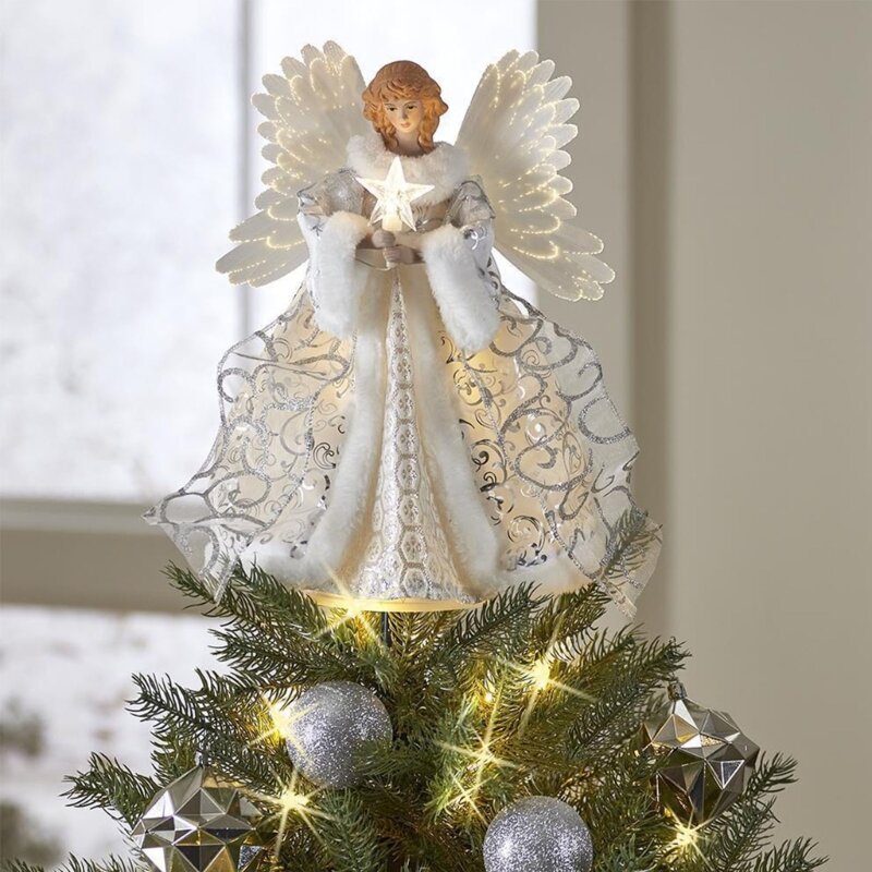 Рождественская елка Топ Ангел Свет Декоративная лампа Весенний фестиваль Украшения Подарок F1FB