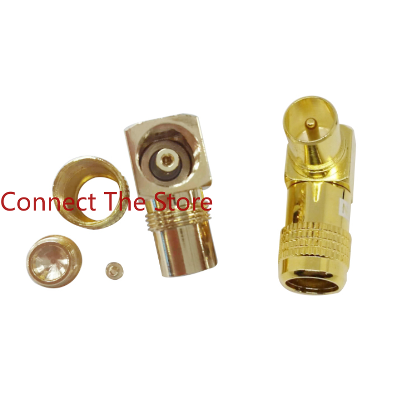 1PCS All-copper Gold-plated 9.5TV Solderless Elbow/solderless Antenna Male 90 °/9.5TV  Bend Plug-in  Wiring Type