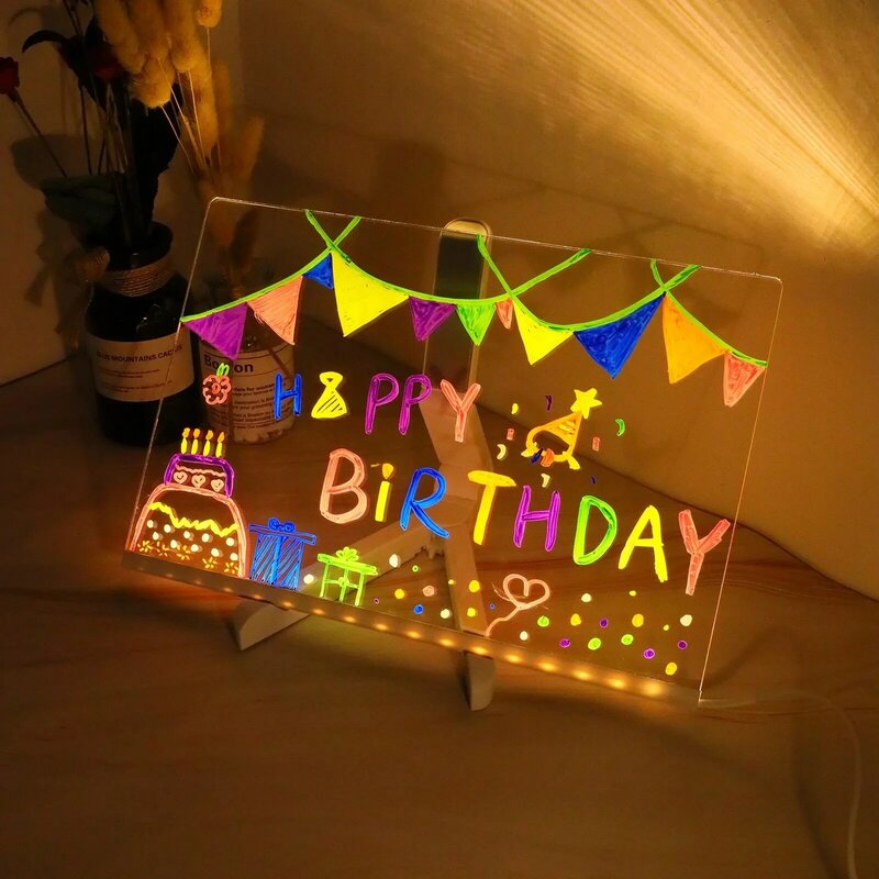 Nowe świecąca akrylowa tablica do znakowania LED świecące do kasowania tablica do pisania dla dzieci zabawki list tablica ogłoszeń prezent na Boże Narodzenie