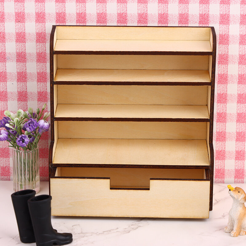 1:12 Dollhouse Miniature Display Cabinet Storage Rack Bookcase Showcase Shoe Rack Furniture Model Decor Toy